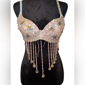 Lady Belly Dance Costume Bra Beaded Sequin Bra Sexy Belly Dancing Clothes